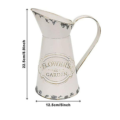 Bulk Metal Flower Vase White Shabby Chic Vintage Farmhouse Jug Vase for Home Kitchen Living Room Wholesale