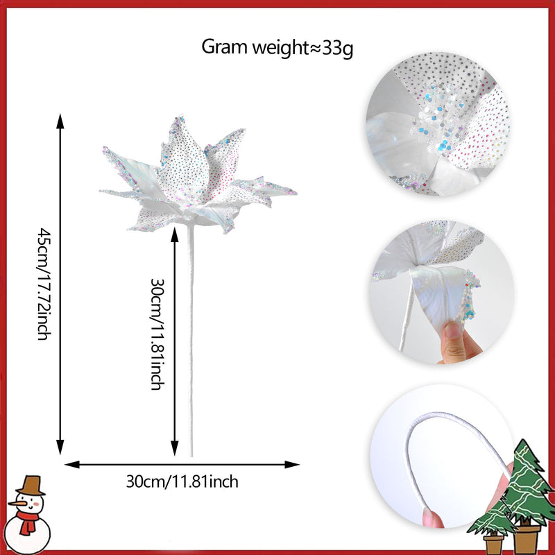Single Stem Faux Silk Poinsettia, 11 Inches, Perfect for Holiday Decor