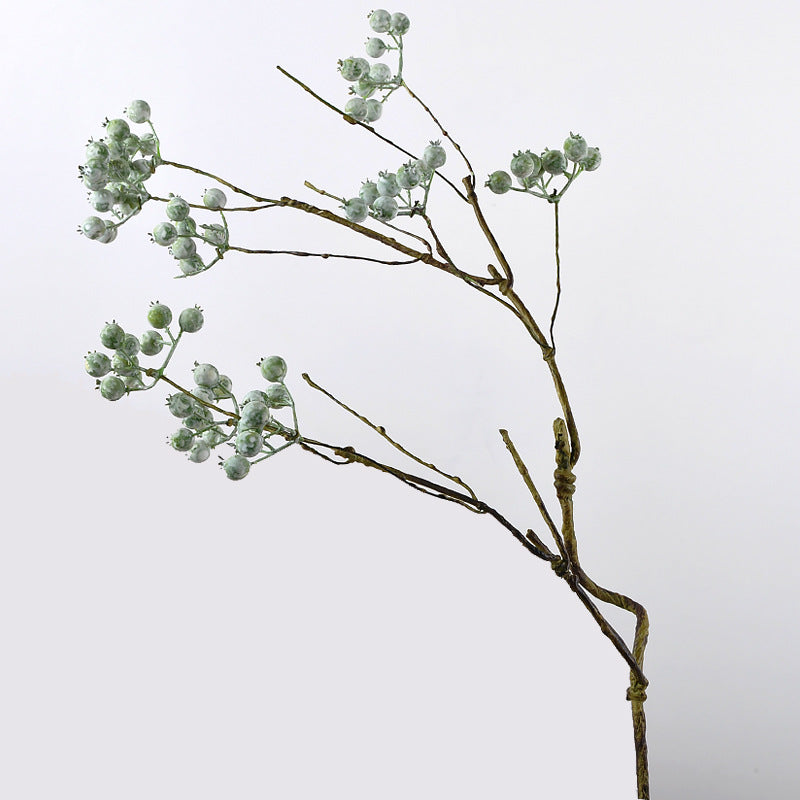 Artificial Blueberry Berry Stem, Single Stem with 9 Berry Clusters, Foam Faux Berries for Wedding & Home Decor