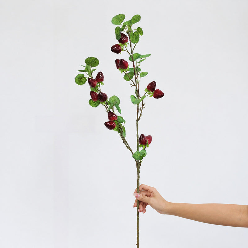 Artificial Wild Berry Bush with Strawberry Fruits, 35" Tall, Foam Material for Home Decor, Wedding Arrangements