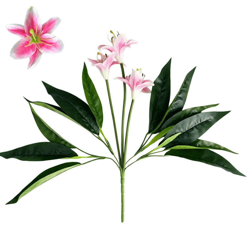 Artificial Lily Bouquet with 3 Blooms, UV-Resistant for Indoor & Outdoor Use