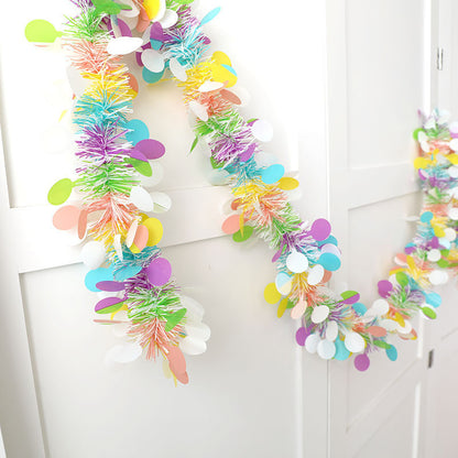 2-Pack Easter Macaron Color Circle Streamers (6.6ft/32.8ft) - Party School Classroom Decor