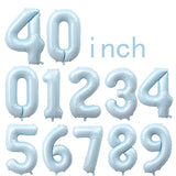 Ins Style Pastel Blue & Retro Olive Green Number Balloons - 0-9 Set for Birthday Party Decorations 40 Inches