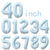 Ins Style Pastel Blue & Retro Olive Green Number Balloons - 0-9 Set for Birthday Party Decorations 40 Inches