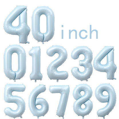 Ins Style Pastel Blue & Retro Olive Green Number Balloons - 0-9 Set for Birthday Party Decorations 40 Inches