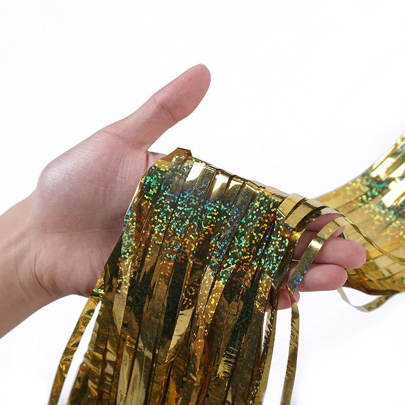 Bulk 2 pcs Holographic Tinsel Curtain for Wedding and Birthday Party Backdrops Sparkling Party Decoration Door Curtain Wholesale