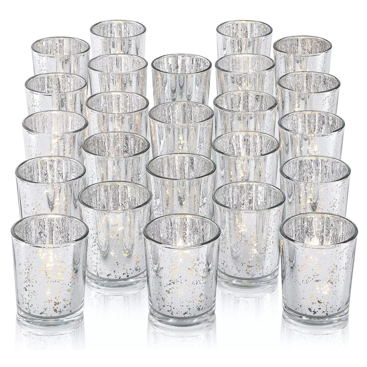 Bulk 12 Pc Candle Holder Mercury Glass Boho Wedding Centerpiece Kit with Hand-Blown Speckled Finish Season Adaptive Candle Holders for Fall Tablescapes Halloween Terrariums Thanksgiving Buffets Wholesale