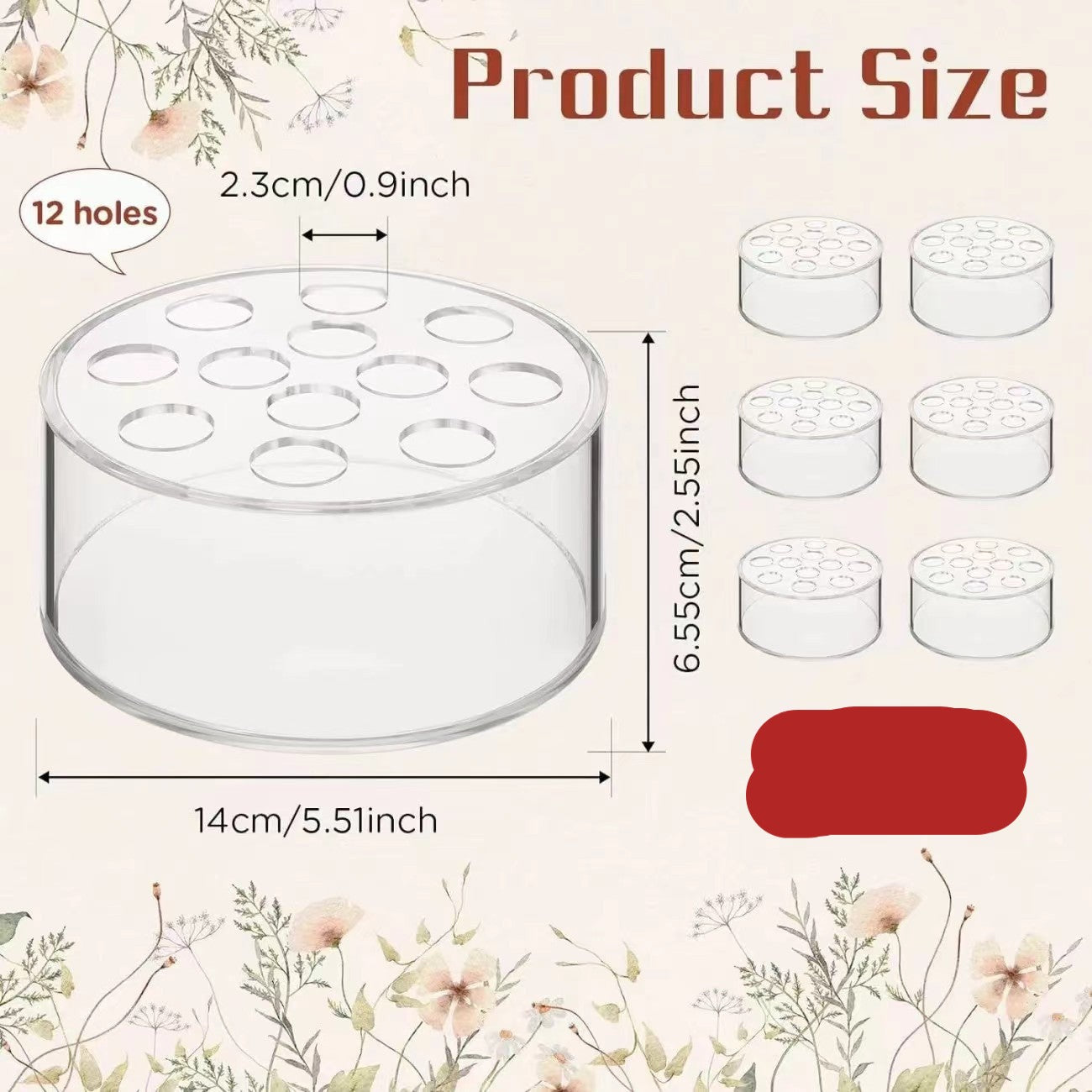 Bulk 1 Pc Clear Acrylic Flower Vase with 12 Holes Floral Arranger Round Vase for Table Centerpiece Home Wedding Decor Wholesale