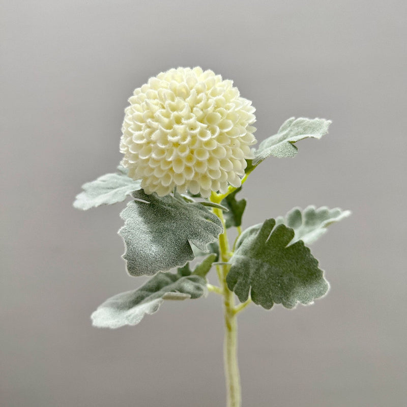 Single Stem Artificial Ping Pong Chrysanthemum Flower, Faux Floral Decor for Weddings, Home, Office, 14.5 Inches