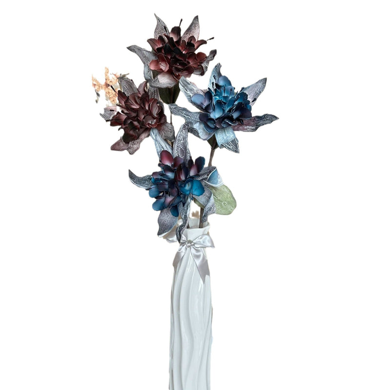 Artificial Wildflower Single Stem with 2 Blooms, 37" Tall Foam Floral for Home Decor, Weddings & Commercial Displays