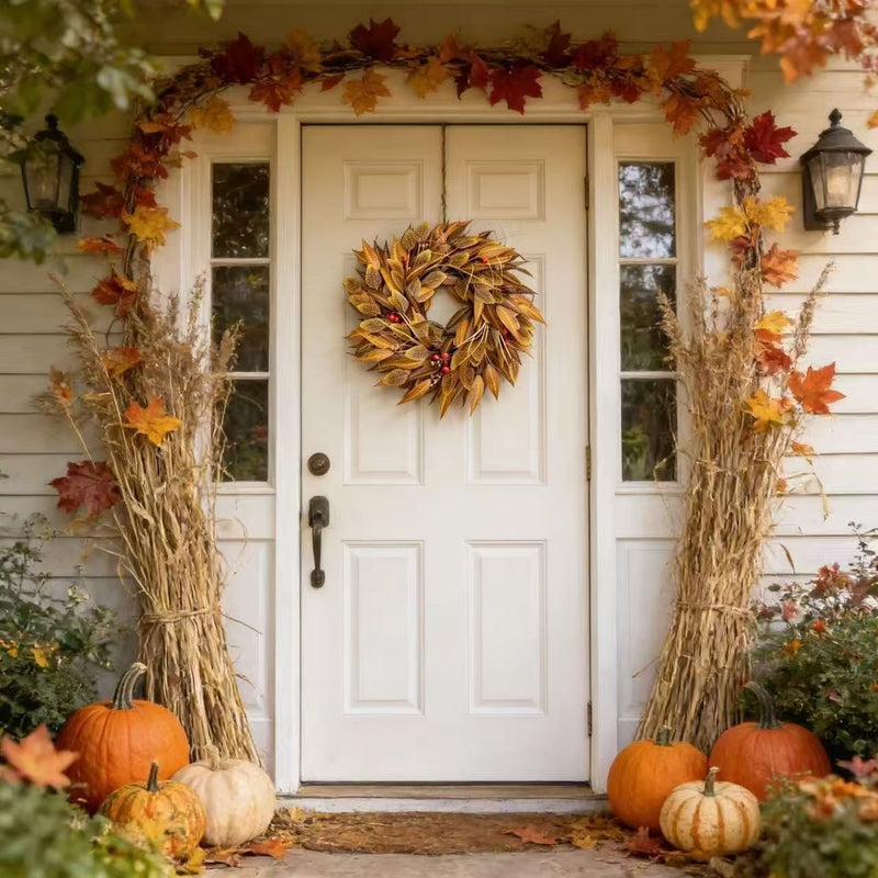 18" Eucalyptus Leaf Garland with Autumn Berries, Indoor/Outdoor Wreath for Fall Decor