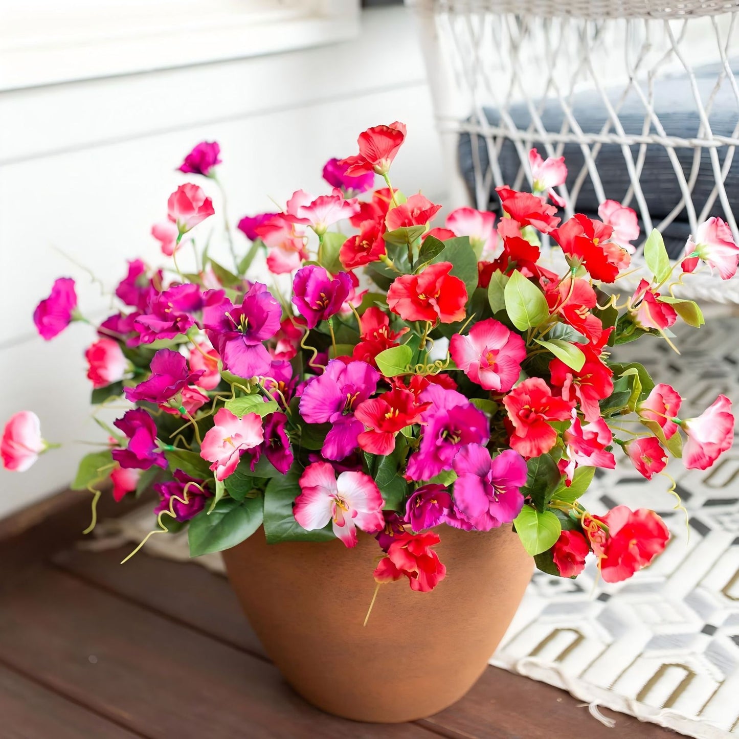 Premium UV-Resistant Artificial Hibiscus Flowers 8 Bundles Faux Silk Plants for Outdoor Garden Porch Patio Vase Decor High-Quality