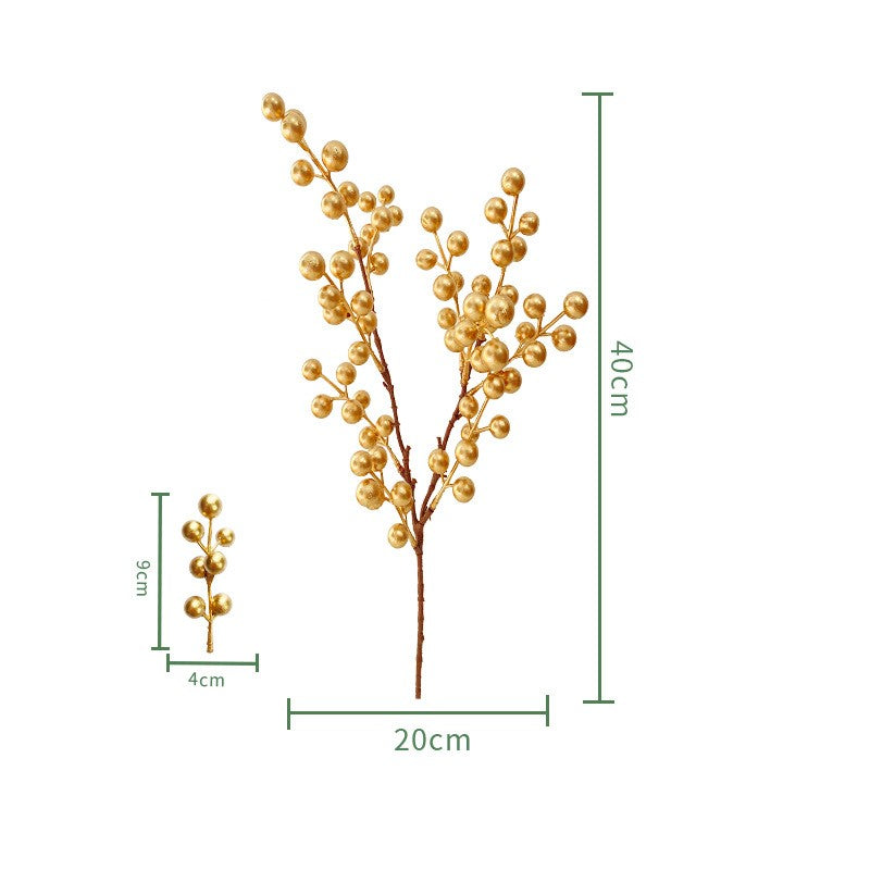 Artificial Christmas Golden Berry Twig 13 Inch 10 Pcs Bulk New Year Holiday Decor