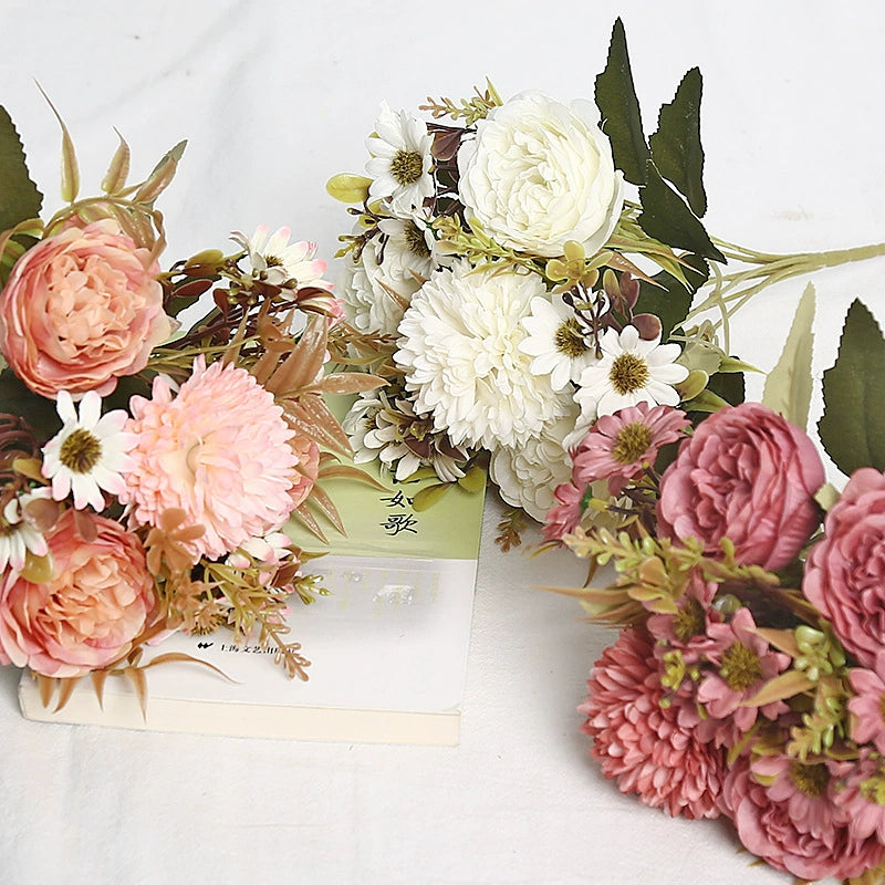 Bulk Peonies Bridal Bouquet Silk Flowers Flexible Stems Shatterproof for Anniversary Vase Arrangements Boho Home Decor Wholesale