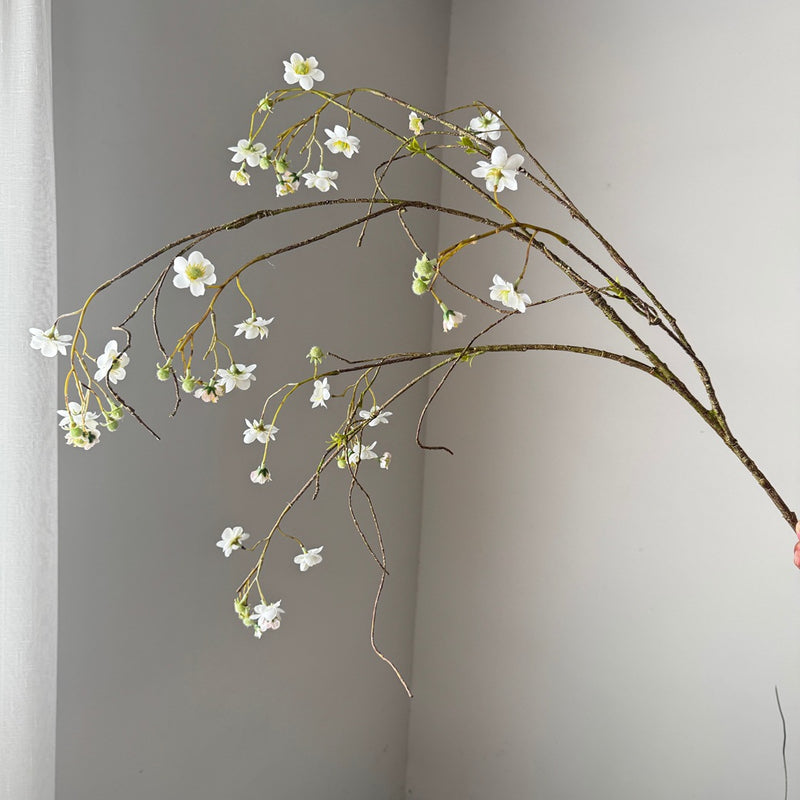 Long Stem Pearl Plum Delphinium Artificial Flower, 52", Silk, White/Blue/Yellow, Wedding, Home Decor, Event Styling