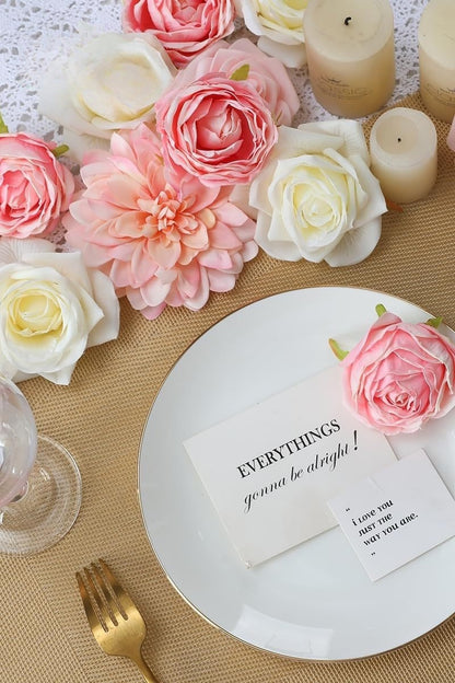 Wedding Backdrop Floral Arrangement Kit Silk Rose Dahlia Combo Adjustable Stems UV Fade Resistant Event Decor