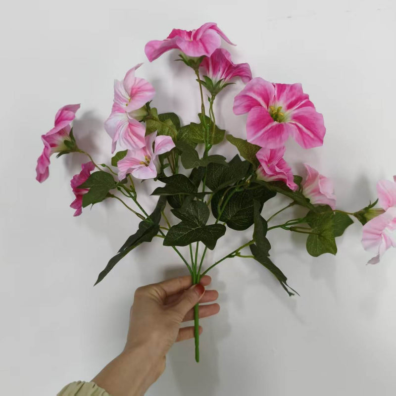 Morning Glory Bush with 10 Blooms, UV-Resistant for Indoor & Outdoor Use, 16" Height