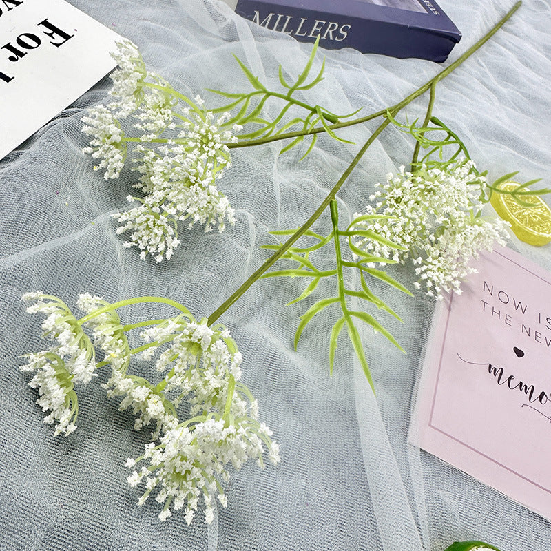 Single Stem Lace Artificial Flower, 75cm Tall with 24 Blooms, Perfect for Weddings, Home Decor, and Events