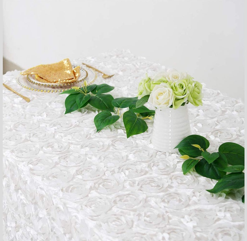 Bulk 2 Pcs Polyester Tablecloths 90x132 Inches Rosette Table Cover for Table Decor Wholesale