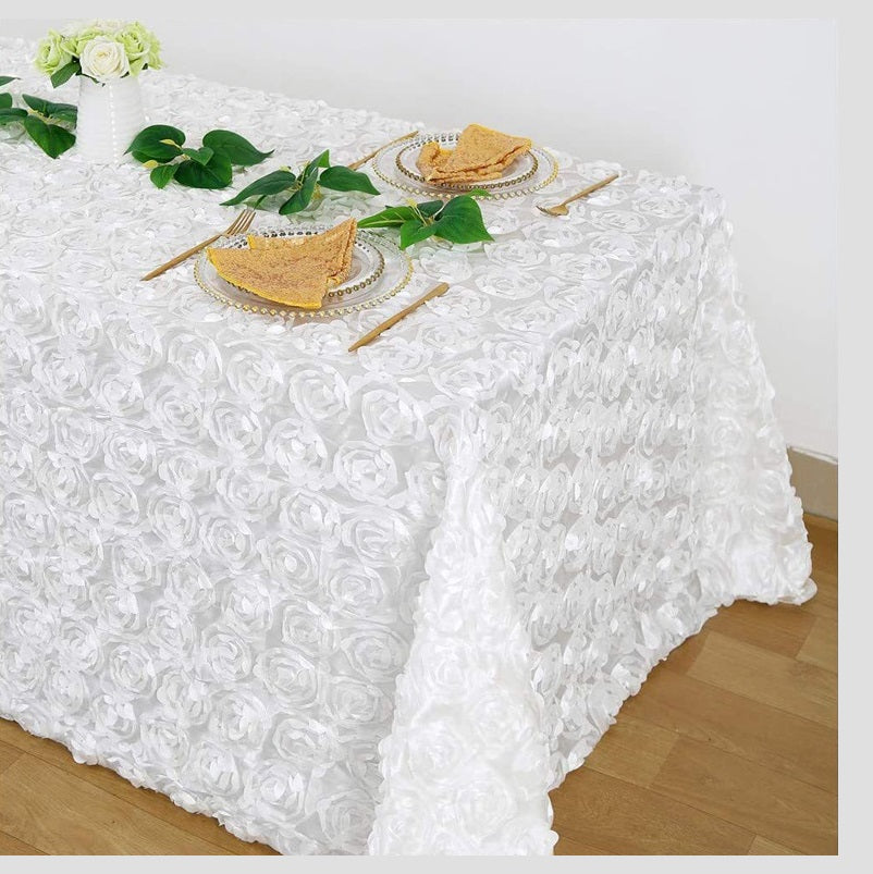 Bulk 2 Pcs Polyester Tablecloths 90x132 Inches Rosette Table Cover for Table Decor Wholesale
