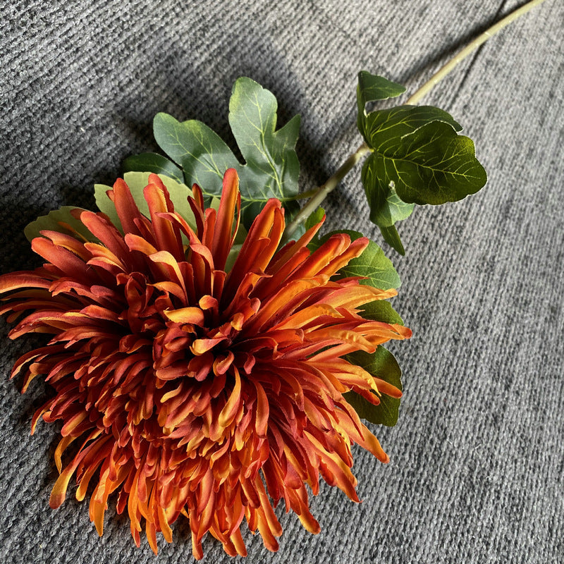 Single Stem Artificial Chrysanthemum, 29" Realistic Silk-Like Fabric Flower for Weddings & Home Decor, Dragon Claw Mum