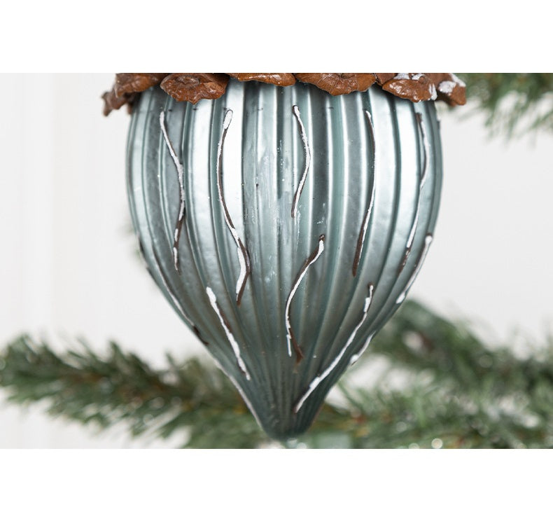 2 Pcs Artificial Glass Pine Cone Ornaments for Christmas Thanksgiving Fall Party Hanging Decorations