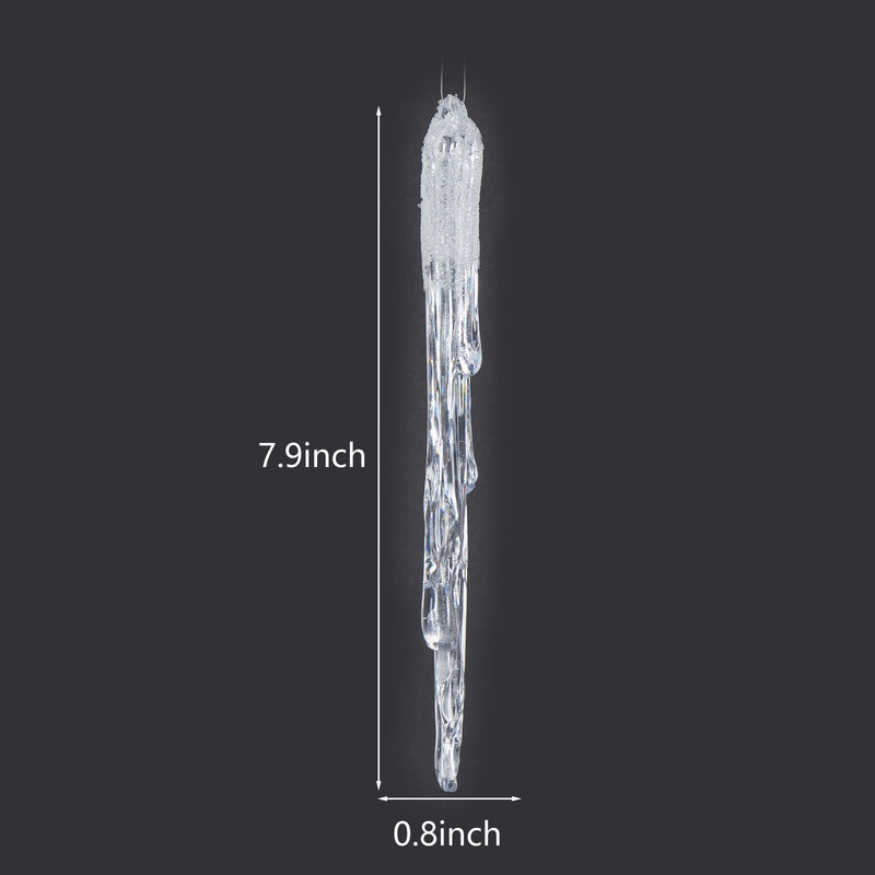 Clear Acrylic Ice Strip Christmas Ornaments Bulk Hanging Decorations for Xmas Trees
