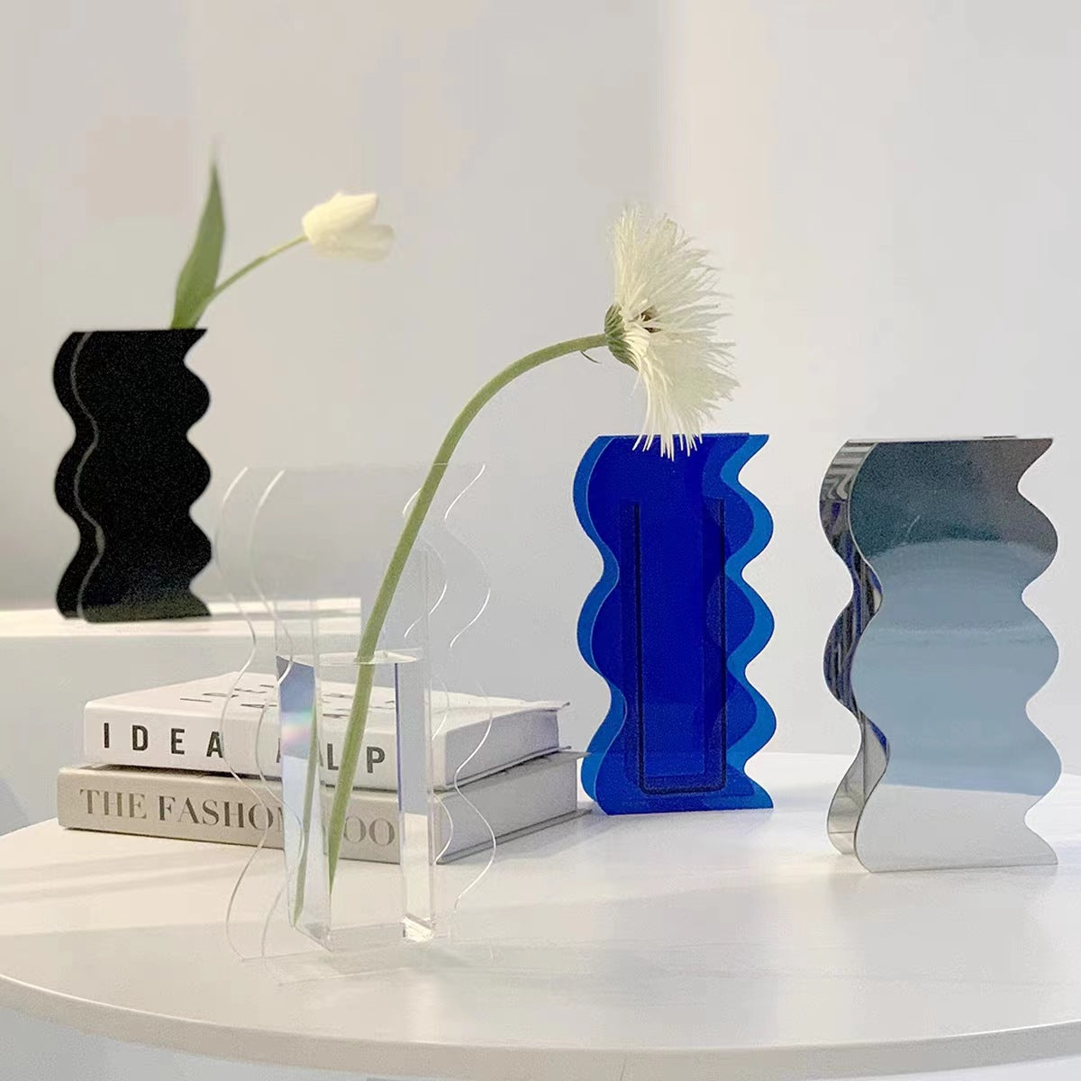 Bulk 1 Pc Wave Shaped Vases Geometric Acrylic Vase For Home Office Wedding Valentine's Day Table Centerpieces Wholesale