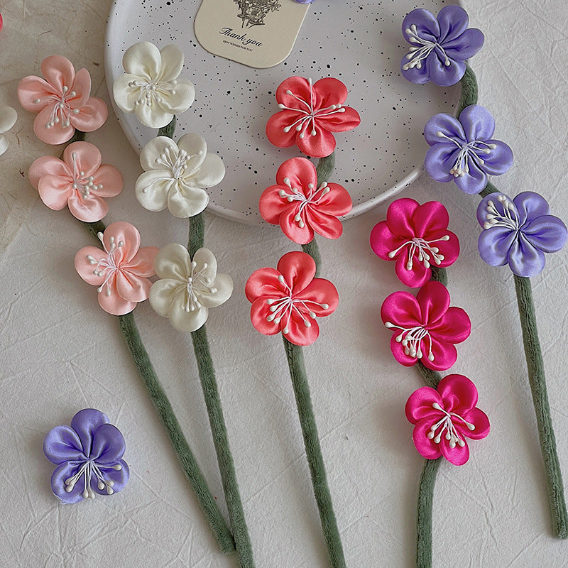 Artificial Silk Plum Blossom Bouquet, 10 Stems with 30 Blooms, 12" Tall, Wedding & Home Decor