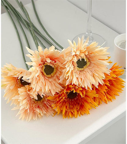 Bulk 10 Pcs Artificial African Daisies Real Touch Silk Chrysanthemum Flower for Wedding Bridal Bouquet Party Home Kitchen Wholesale