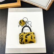 Wedding Favors Leopard Print Keychains - 2 Pack Cute Plush Bag/Car Charms
