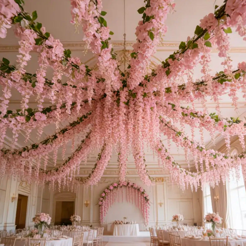Artificial Wisteria Garland Vine, Silk-Like Fabric, 91" Long, Indoor Decor for Home, Wedding, or Events