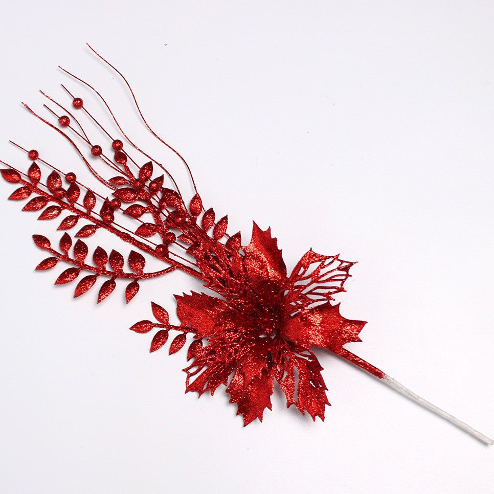 Christmas Glitter Hollowed-out Pagoda Leaf Branches - 6PCS 16.9" Festive Decor Accessories