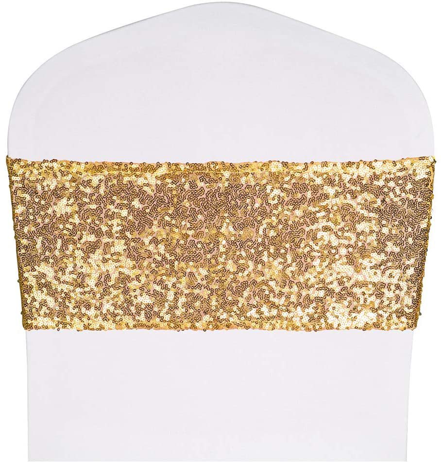 Bulk 2 Pcs Stretch Sequin Chair Sashes Glitter One-Sided Sequins Chair Bands Wholesale