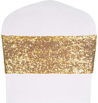 Bulk 2 Pcs Stretch Sequin Chair Sashes Glitter One-Sided Sequins Chair Bands Wholesale