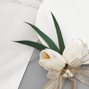 Velvet Tulip Corsage 12 Pcs Bulk Artificial Flowers for Bride Bridesmaid Wedding Party