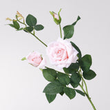 Realistic Artificial Rose Bouquet - 2 Blooms & 1 Bud | Wedding Home Decor (25.2x9.4 Inches)