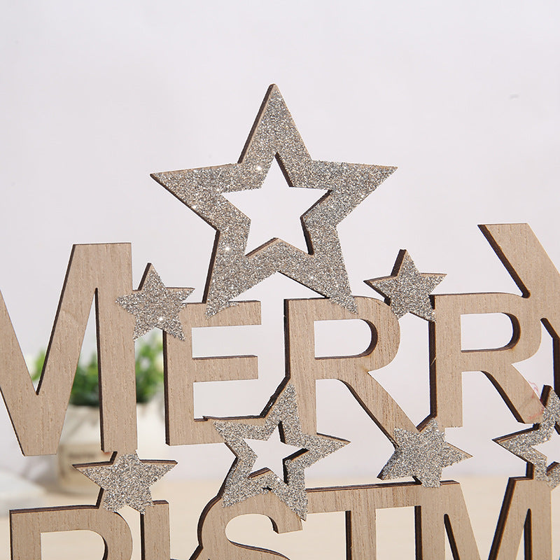 Merry Christmas Sign Ornament with Glitter Star, Tabletop Decor, Bulk Quantity