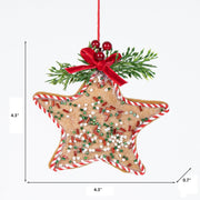 10 Pcs Non-Woven Christmas Tree Star Ornaments with Red Bow Pendant Holiday Decor