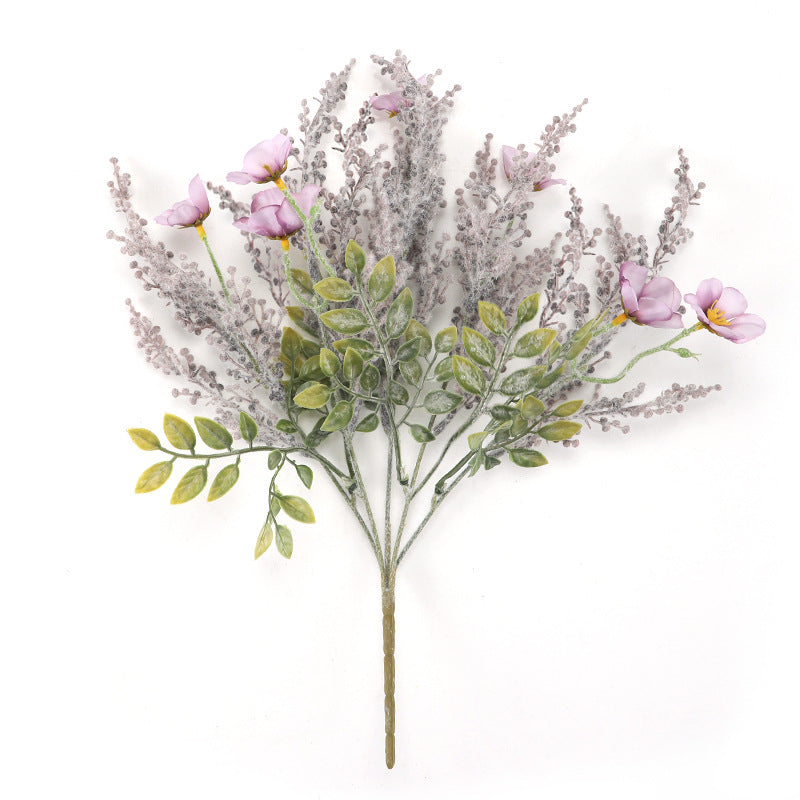 Artificial Wildflower Bush with 7 Blooms, 14" Tall, Silk-Like Fabric, Indoor Decor