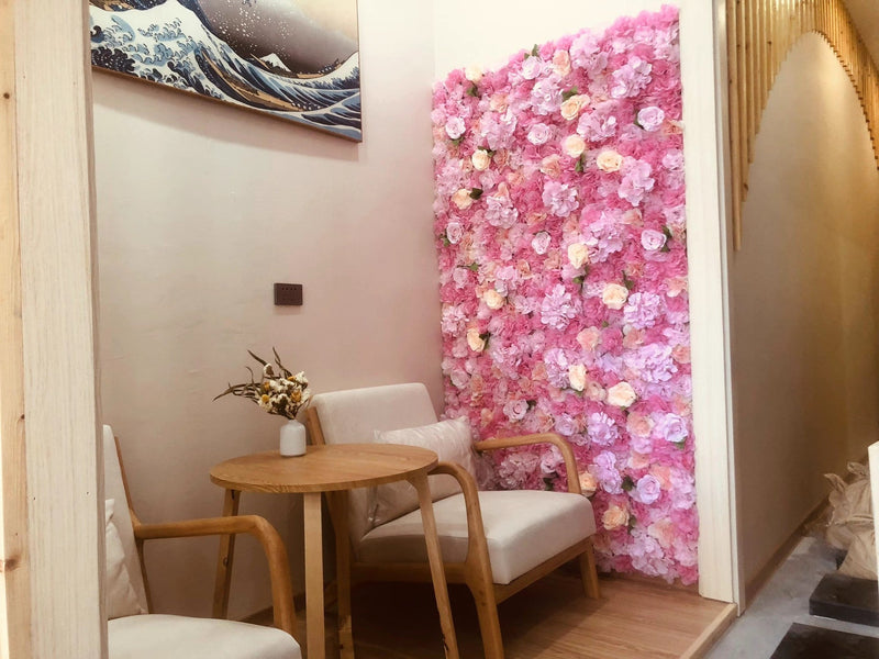 Artificial Flowers Backdrop 4 Panels 11 Sq Ft Peony Wall Mat UV Protected Artificial Floral Panel