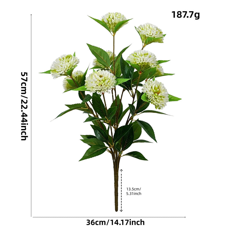 22" Artificial Chrysanthemum Bush with 9 Blooms, Plastic, Modern Style for Weddings, Events, Home Decor