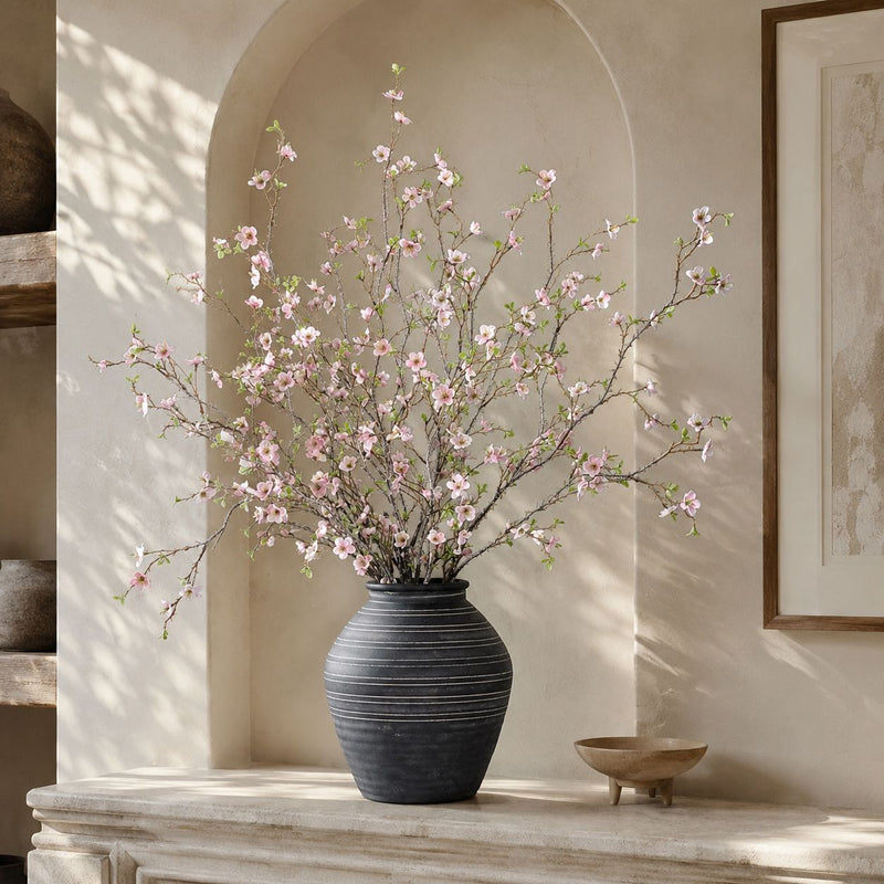 Artificial Wintersweet Stem, 43" Realistic PU Flower Branch with 88 Blooms, Modern Faux Floral Arrangement for Home Decor, Wedding Centerpieces, Commercial Displays