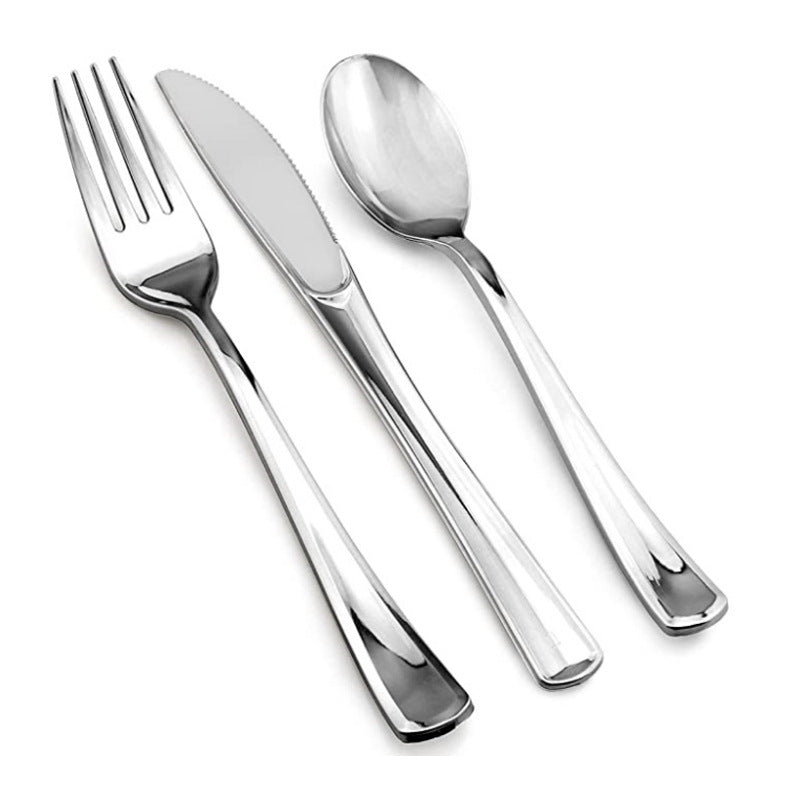 Bulk 600 PCS Plastic Silverware Set 200 Silver Forks 200 Silver Spoons 200 Silver Knives Wholesale