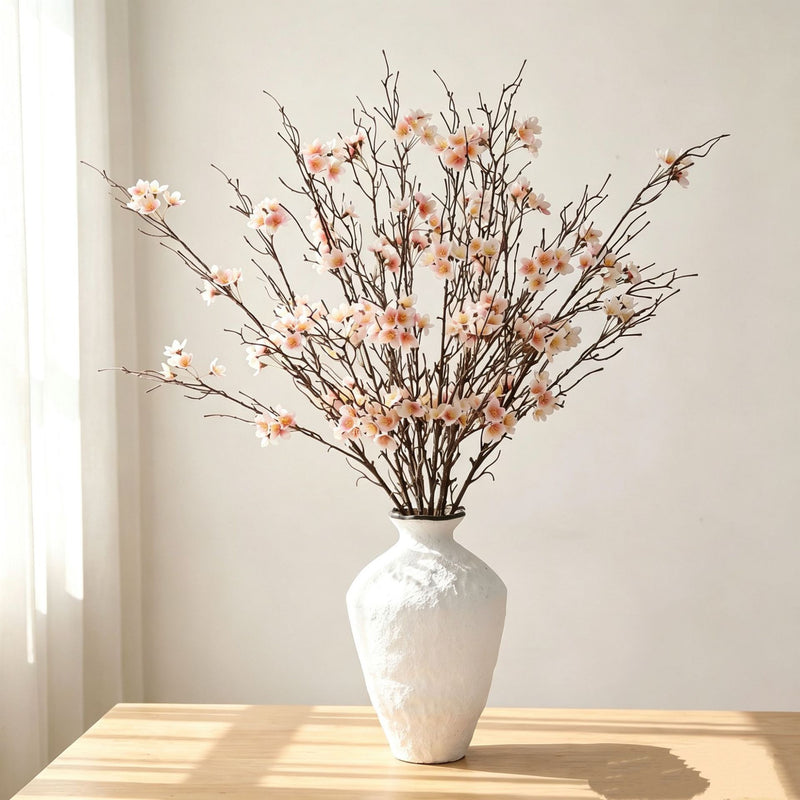 Artificial Plum Blossom Branch, 31" Realistic Plastic Bush for Home Decor, Weddings, Events, and Commercial Spaces