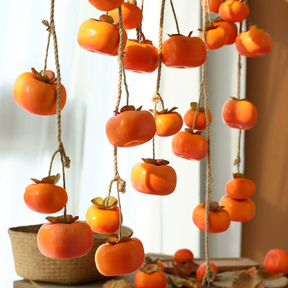 Bulk 2 Pcs Persimmon Garlands Real Touch Fade Resistance for Indoor Outdoor Home Decor Thanksgiving Photo Studio Backdrops Wholesale