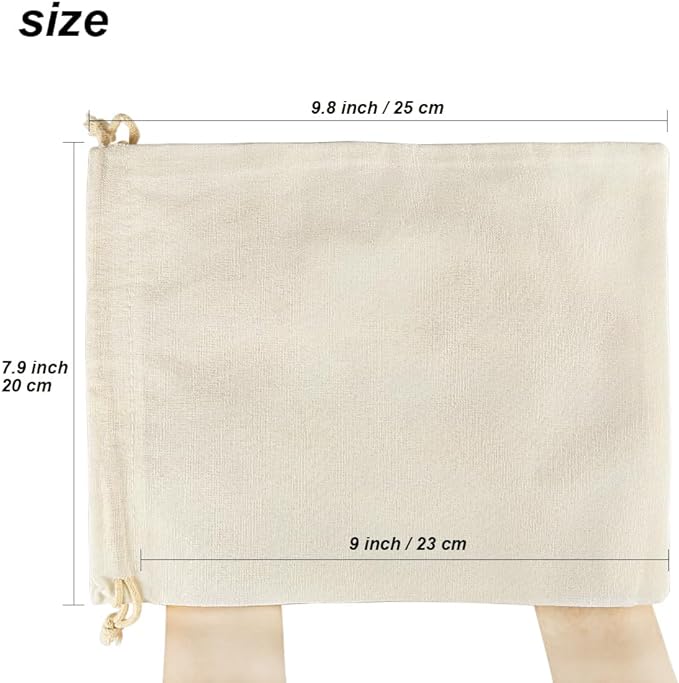 Bulk 20 Pcs Gift Bags 9.8 X 7.8 Inch Cotton Drawstring Bag for Jewelry Party Wedding Wholesale