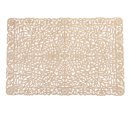 Bulk 20 Pcs PVC Hollow-out Waterproof Placemats for Wedding Reception Party Rectangle Table Mat Wholesale