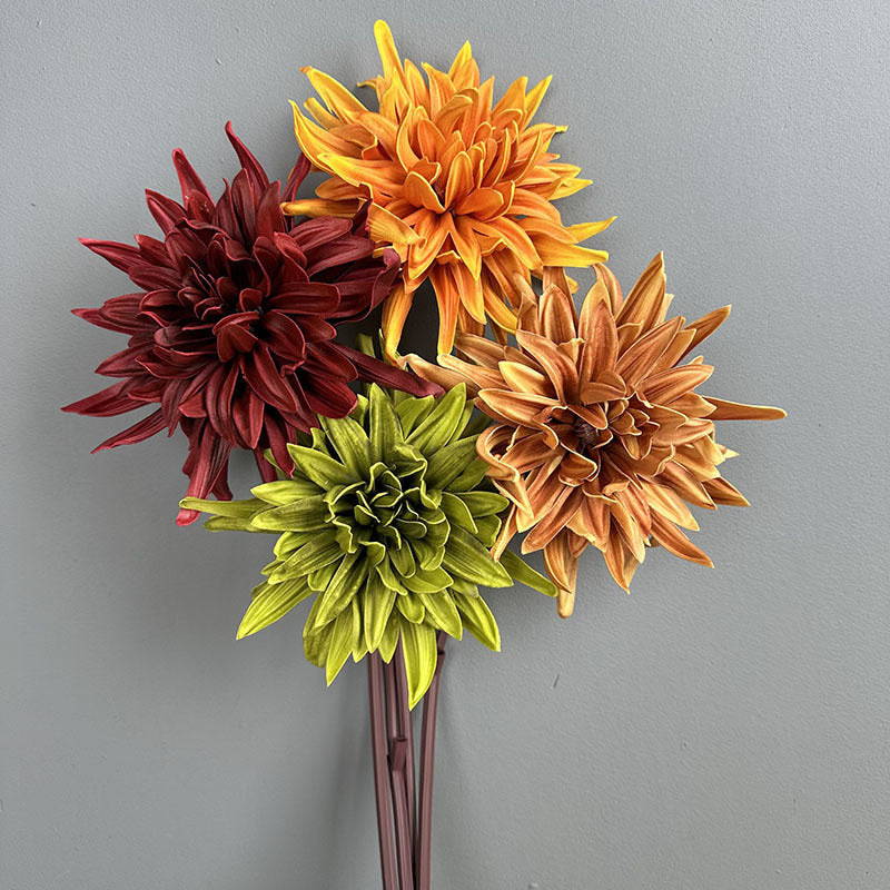 Single Stem PU Chrysanthemum Artificial Flower, 24" Realistic Floral for Weddings, Home & Commercial Decor