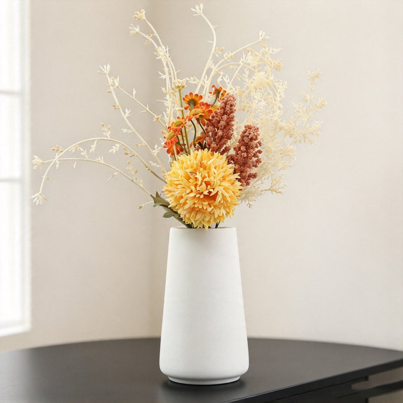 Artificial Dandelion & Wheat Ear Bouquet, Faux Floral Stems with Wheat and Billy Ball Accents, Wedding & Home Decor